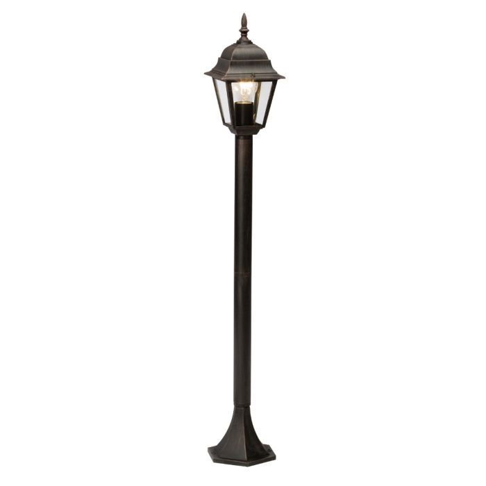 Brilliant Newport 44285/55 klassiek roestbruine paallamp met kap met vier transparante ruitjes