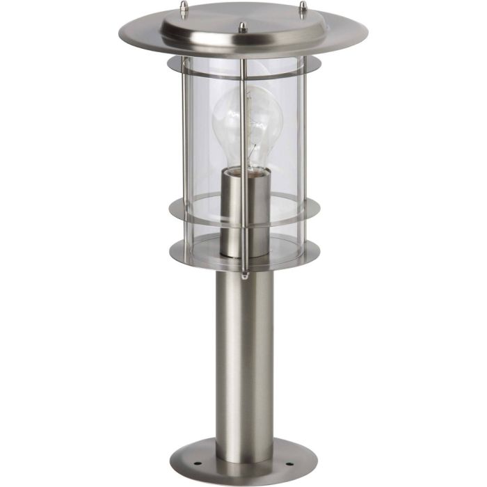 Brilliant York 44784/82 RVS sokkellamp met cilindervormige glazen kap