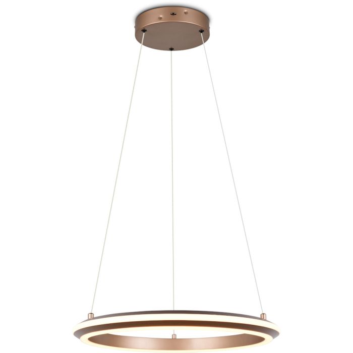 Trio Amador 331010165 koffiebruine cirkelvormige hanglamp met twee lichtringen en schakelaar voor de kleurtemperatuur
