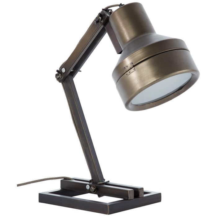 Brillaint Hardwork 99037/46 industriele bureaulamp van burned steel met scharnierende arm en grote spot voor een E27