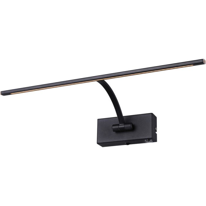 Freelight Matisse W7420Z zwarte schilderijlamp van 45cm met rechtsonder aan het wandplaatje een touchdimmer