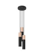 Sollux Pablo SL.1014 zwart met houten hanglamp