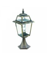 Searchlight New Orleans 1524 klassiek zwart gouden vierkante sokkellamp voor buiten met acht ruitjes