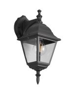 Trio Livenza 205767132 zwarte klassieke wandlamp voor buiten met hangende lantaarn en vier glazen ruitjes