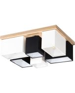 Britop Paloma 2451674 zwart witte plafondlamp met eikenhout