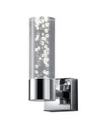 Trio Bolsa 282410106 chromen wandlamp voor de badkamer met opstaande kunststof kap met luchtbellen