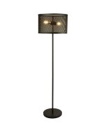 Searchlight Fishnet EU2832-2BK zwarte vloerlamp met ronde kap van metaalgaas