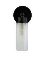 Searchlight Imperial 29981BK badkamerlamp met hangende ribbelglazen kap en zwart wandplaatje