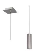 Trio Marley 312400107 staal kleurige hanglamp met vierkant plafondplaatje en cilindervormige kap voor een GU10 fitting