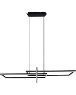 Trio Salinas 320310332 hanglamp met mat zwarte plafondplaat en drie rechthoekige gekruisde raamwerken in mat zwart
