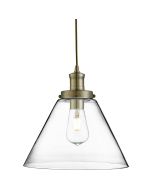 Searchlight Pyramid 3228AB brons kleurige hanglamp met piramidevormig helder glazen kap