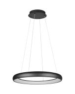 Trio Cardona 349617532 zwarte ringvormige hanglamp van 75cm in diameter aan drie staalkabels en LED band een de binnenzijde