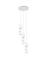 Trio Stream 364030331 hanglamp met ronde witte plafondplaat en drie cilindervormige wit metalen kappen