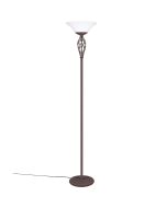 Uplighter Rustica 401000224 klassieke roestbruine uplighter met witte glazen schaal
