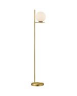 Trio Pure 402000108 messing kleurige vloerlamp met opaal bolvormig glas