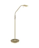 Trio Bergamo 420910108 met messing vloerlamp met rechhoekige kop als leeslamp met dimmer aan de paal