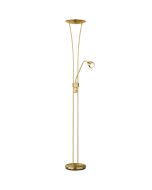 Trio Arizona 426410208 mat messing uplighter met spotje als leeslamp, met twee dimmers