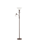 Trio Rustica 4602021-24 roestbruine klassieke uplighter met albast glazen schaal en kapje van de leeslamp