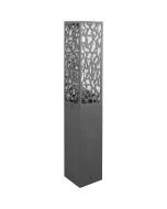 Trio Cooper 507360142 antraciet grijze vierkante sokkellamp van 60cm hoog met vier langwerpige ruitjes met metaalmotief ervoor