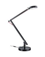 Trio Amsterdam 527920102 zwarte bureaulamp met scharnierende arm en ronde kop