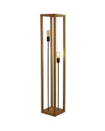 Searchlight Square EU54742-2NA 140cm hoge vloerlamp van rechthoeking houten raamwerk en twee staande zwarte fittingen met edison lampen