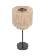 Trio Smilla 566800136 zwarte tafellamp met kap van jute touwen