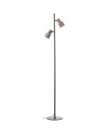 Brilliant Cadiz 60116/76 zwarte vloerlamp met twee koffiebruine geribbelde kapjes