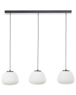 Brilliant Kaizen 60155/76 zwarte hanglamp met drie wit ribbelglazen kappen