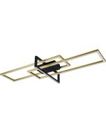 Trio Salinas 620310308 plafondlamp met een zwart rechthoek en twee mat messing rechthoeken met LED strips