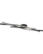 Trio Blaze 641210305 plafondlamp van twee aluminium en een zwarte golvende stang met LED strips erin