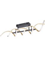 Trio Sequence 641810208 plafondlamp met verlaagde zwarte stang met twee mat messing LED balken daar omheen gedraaid