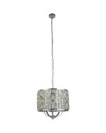 Searchlight Bijou 6585-5CC hanglamp van 44cm in diameter met chromen raamwerk met rechthoekige kristallen