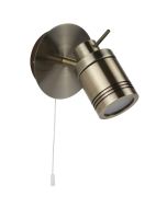 Searchlight Samson 6601AB antiek bronzen IP44 badkamer wandspot met trekschakelaar