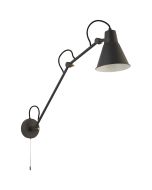Searchlight Swing Arm grijze wandspot met scharnierende arm en trekschakelaar