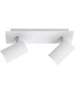 Trio Marley 802400201 witte spot met rechthoekige plafondplaat en twee cilindervormig spotjes met GU10 lamp