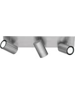 Trio Marley 802400307 staalkleurige spot met rechthoekige plafondplaat en drie cilindervormig spotjes met GU10 lamp