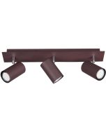 Trio Marley 802400324 roestbruine spot met rechthoekige plafondplaat en drie cilindervormig spotjes met GU10 lamp