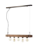 Brilliant Woodhill 93725/76 langwerpige balk met vijf hangende fittingen aan een burned steel plafondplaat