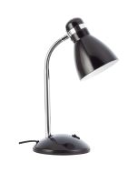 Brilliant Allison 99063/06 bureaulamp met zwarte voet en zwart metalen spot en chromen deels flexibele arm