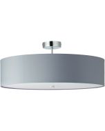 Brilliant Andria 93522/22 verlaagde grijze plafonniere van textiel met blender en chromen plafondplaat