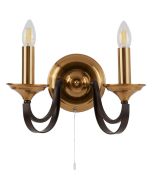 Searchlight Belfry 1842-2BZ brons met bruin metalen wandlamp