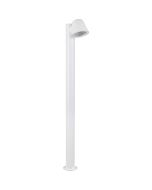 Trio Beni witte paallamp van 100 cm hoog voor buiten met klein rond naar beneden gericht spotje met een GU10 lampje