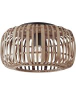 Brilliant Woodrow 97167/20 zwarte plafondplaat met ronde kap van bamboe spijlen