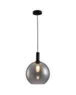Freelight Chandra H9430SK zwarte hanglamp met 30cm rookglazen kap