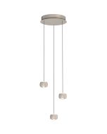 Freelight Cosmo brons-goudkleurige langwerpige hanglamp van 90cm met drie pendels met katrolsysteem voor de hoogte en elk een klein bolletje met geïntegreerde LED