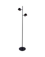 Freelight Cugino zwarte vloerlamp van 150cm hoog met twee spots met geintegreerde LED en touchdimmer