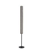Searchlight Thread EU25153-1BK zwarte vloerlamp met LED buis met buisvormige kap van goudkleurig gaas eromheen