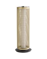 Searchlight Thread EU25154-1BK tafellamp met staande LED buis met kap van goudkleurig cilindervormig gaas eromheen