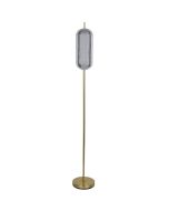 Searchlight Capsule EU28806SB messing kleurige vloerlamp met cilindervormige kap van geribbeld acryl