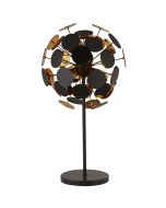 Searchlight Discus EU3070BG zwarte tafellamp met kap bestaande uit diverse zwarte ronde kunststof schijfjes met goudkleurige binnenzijde